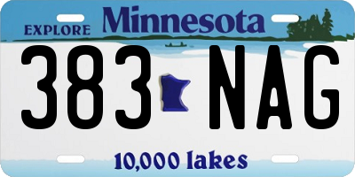 MN license plate 383NAG