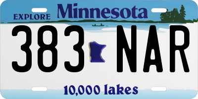 MN license plate 383NAR