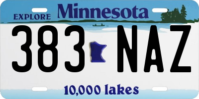 MN license plate 383NAZ