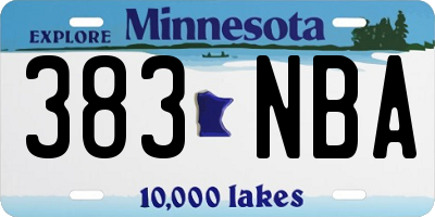 MN license plate 383NBA