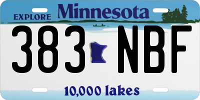 MN license plate 383NBF