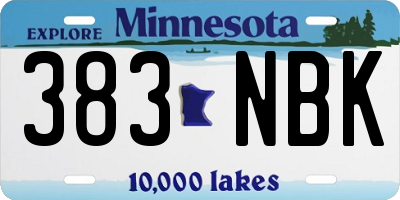 MN license plate 383NBK