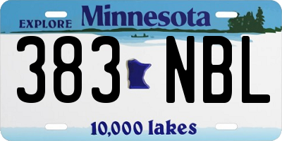 MN license plate 383NBL
