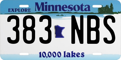 MN license plate 383NBS