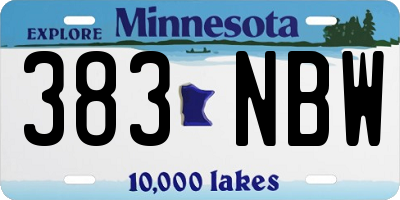 MN license plate 383NBW