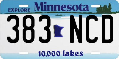 MN license plate 383NCD