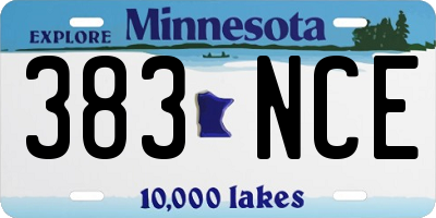 MN license plate 383NCE