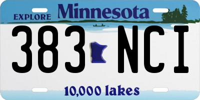 MN license plate 383NCI