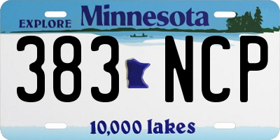 MN license plate 383NCP
