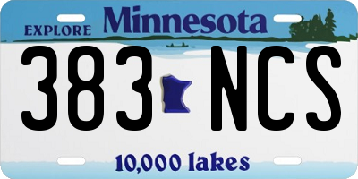 MN license plate 383NCS