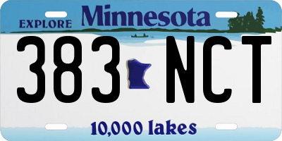 MN license plate 383NCT