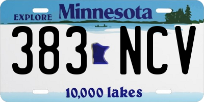 MN license plate 383NCV