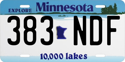 MN license plate 383NDF