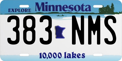 MN license plate 383NMS