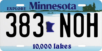 MN license plate 383NOH