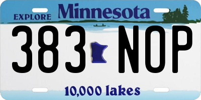 MN license plate 383NOP