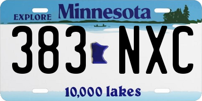 MN license plate 383NXC