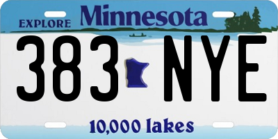 MN license plate 383NYE