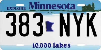 MN license plate 383NYK