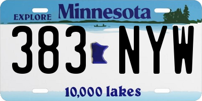 MN license plate 383NYW