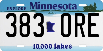 MN license plate 383ORE