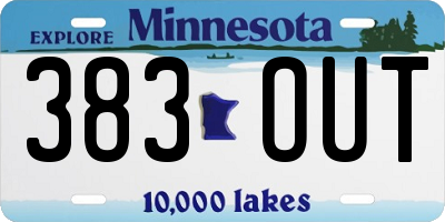 MN license plate 383OUT