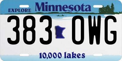 MN license plate 383OWG