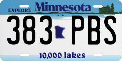 MN license plate 383PBS
