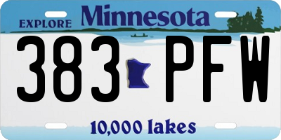 MN license plate 383PFW
