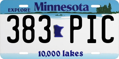 MN license plate 383PIC