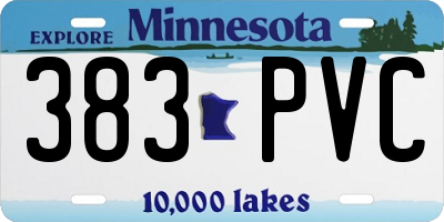 MN license plate 383PVC