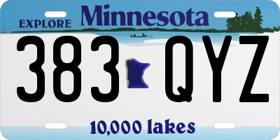 MN license plate 383QYZ