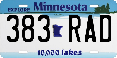 MN license plate 383RAD