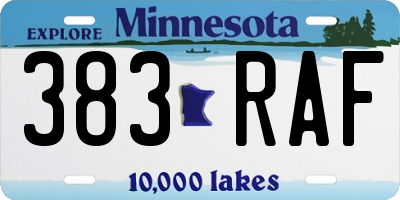 MN license plate 383RAF