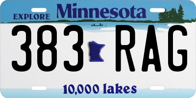 MN license plate 383RAG