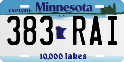 MN license plate 383RAI
