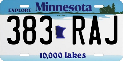 MN license plate 383RAJ