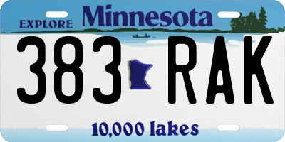 MN license plate 383RAK