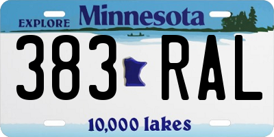 MN license plate 383RAL