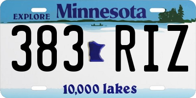 MN license plate 383RIZ