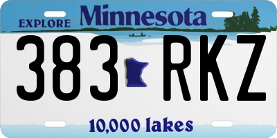 MN license plate 383RKZ