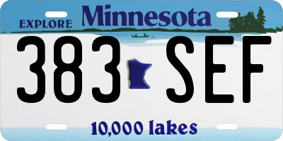 MN license plate 383SEF
