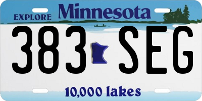 MN license plate 383SEG
