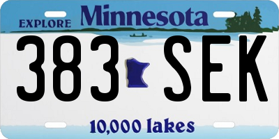 MN license plate 383SEK