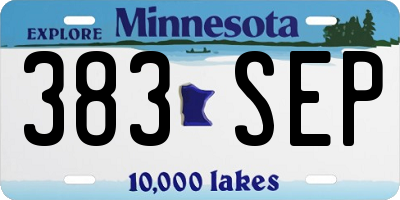 MN license plate 383SEP