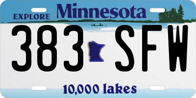 MN license plate 383SFW