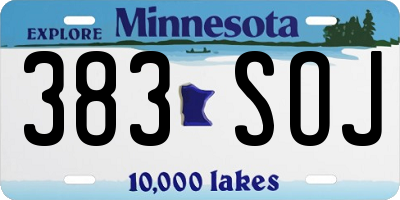 MN license plate 383SOJ