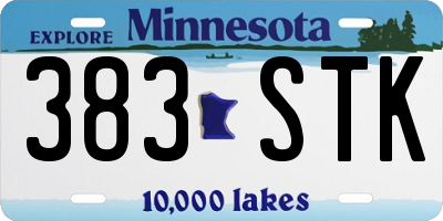 MN license plate 383STK