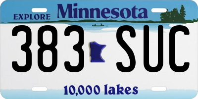 MN license plate 383SUC