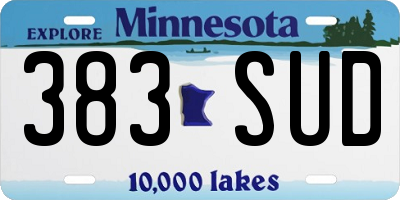 MN license plate 383SUD